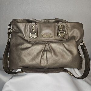 Large Coach Bronze Metallic Leather Shoulder Bag!!